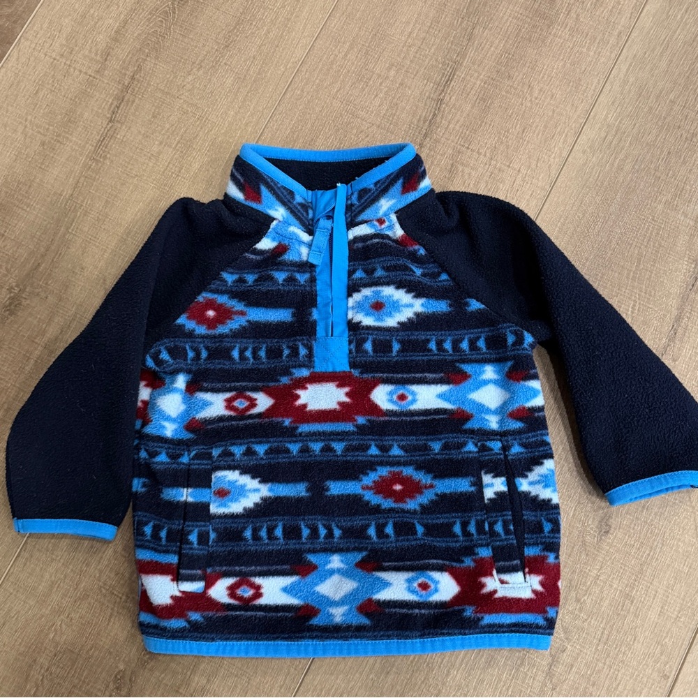 Cat &Jack Kids Toddler 18M Fleece Jacket Pullover‎ Western Native Aztec Blue Zip